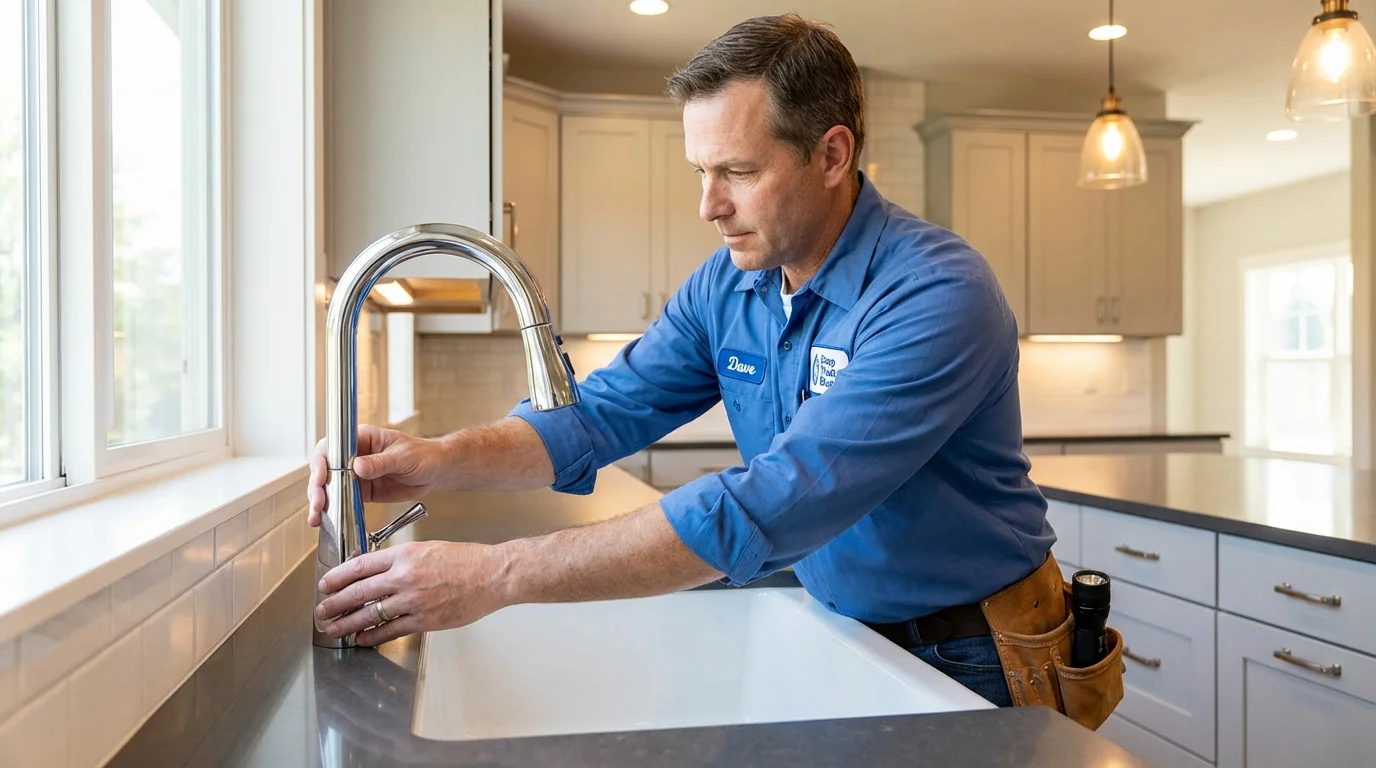 Kitchen faucet installation by Johns Plumbing LLC in Waterville